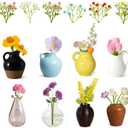 8Pcs Mini Vase Magnets for Fridge - 3D Plant Ceramic Vase Magnets with Flowers, Tiny Cute Magnetic Vases for Refrigerator Kitchen Locker Office Decoration