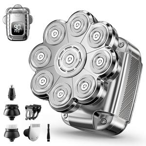 UltraCaput 9D Head Shavers for Bald Men, 5 in 1 Detachable Head Shaver with LED Display, IPX7 Waterproof Wet Dry Rechargeable Electric Shavers for Men Grooming Kit for Home & Travel