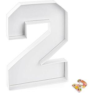 10" Fillable Cardboard Number Charcuterie Boxes,Cardboard Number Tray,Papier Mache Numbers,Digital Candy Boxes Birthday Decorations Gifts White(white,2)