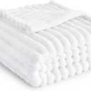 Bedsure GentleSoft White Fleece Blanket for Couch - Cozy Soft Blankets for Women, Cute Small Throws for Girls, 50x70 Inches