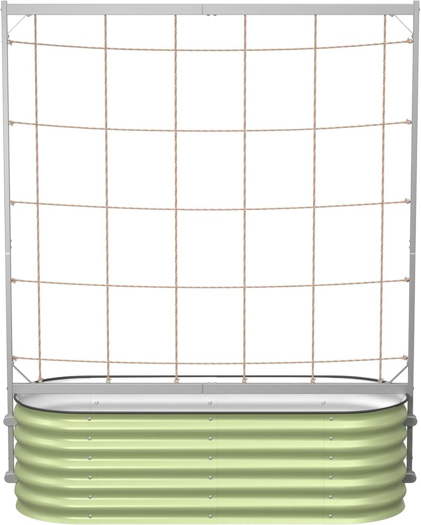 Vego Garden Metal Frame Tomato Trellis, Garden Trellis for Climbing Plants Like Cucumber Beans Tomatoes & Vines, 5.0ft Long Metal Trellis for Raised Garden Beds