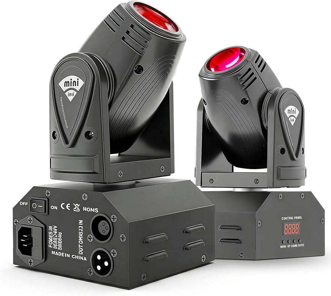SHEHDS 10W Moving Head Lights, RGBW 4in1, Beam/Strobe Mini Stage Lights Professional, 11/13 DMX Channels, Sound Activated for Disco Club Party Dance Wedding Bar - 2 Pack