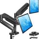 MOUNTUP Dual Monitor Stand for Desk, Gas Spring Monitor Arms for 2 Monitors 32 27 24 22 Inches, Height Adjustable Double Monitor Mount, VESA Mount with C-Clamp & Grommet Base, Holds 4.4-17.6lbs, Black
