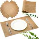 Layhit 24 Pcs Burlap Braided Placemats Bulk for Dining Tables Heat Resistant Jute Table Mats Farmhouse Woven Fabric Natural Place Mats for Fall Decoration (Rectangle)
