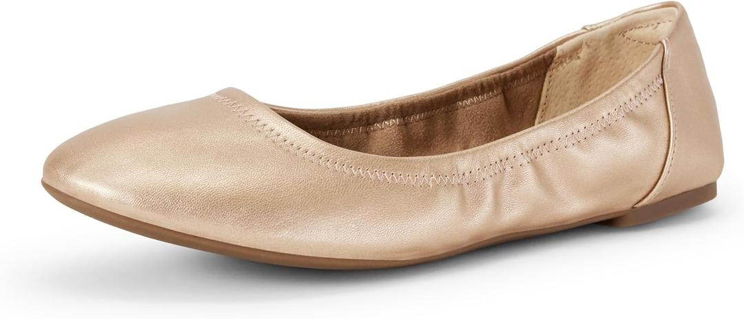 Amazon Essentials Women's Belice Comfortable Slip-On Ballet Flats Shoes, Rose Gold, 7.5