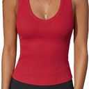SUUKSESS Women Cotton Ribbed Summer Casual Tops Padded Loose Fit Tank Tops (Red, XS)