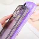 2 x Compatible with iPhone 16 Pro Max Case 6.9" 2024, Cute Kawaii Curly Wave Frame Shape Soft Silicone Shockproof Protective Phone Cover for Women Girls, Clear/Purple