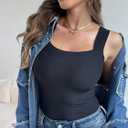 CHICME Womens U Neck Shapewear Built-in Bra Tank High Strechy Sleeveless Slim Fit Tops Camisole Workout Tops (Black, S)