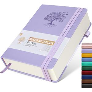 Leather Journals --ruled 365 Pages A5, Pink Hardcover for Women, Men, Note Taking, Writing, 5.75'' X 8.38'' Purple