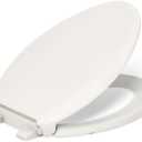 KOHLER 4636-RL-96 Cachet Ready Latch Elongated Toilet Seat Slow Close Soft Close, Toilet Seat Quiet Lid, Contoured Grip-Tight Bumpers Installation Hardware, Apartment Essentials, Biscuit