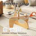 Mid Century Modern Glass Coffee Table, Coffee Table for Living Room,Triangle Coffee Tables,Suitable for Bedroom Living Room Reception Office Tables (Wood/Transparent, ML), ML 39.5 * 27 * 16in