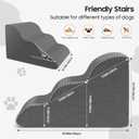 Pet Stairs for Small Dogs and Cats, Comfortable Curved Design with Waterproof Cover, High-Density Foam Steps for Beds or Sofas, Durable and Lightweight, 3-Layer, 21.7x15.7x13.8 Inches Grey