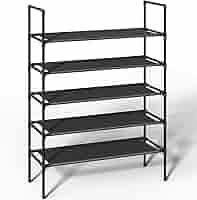 Sakugi Shoe Rack with Non-Woven Fabric - 6-Tier Shoe Organizer for Closet, Garage, Corridor & Entryway, Sturdy and Stackable, 4X-Large, Black