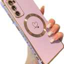 ZTOFERA Magnetic Case for Samsung Galaxy S20 FE 5G [Compatible with MagSafe] Cute Plating Love Hearts Case with Camera Protection,Soft Shockproof TPU Bumper Cover for Women Girls,Light Purple