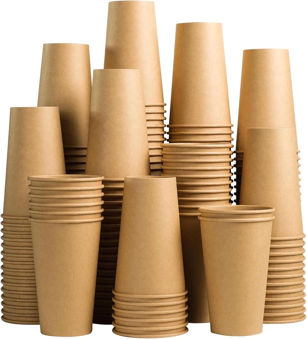Lamosi 180 Count 16 oz Kraft Paper Cups, Disposable Paper Coffee Cups, 16 Ounce Drinking Cups, Water Cups for Party Picnic Cafe & Bar Use 