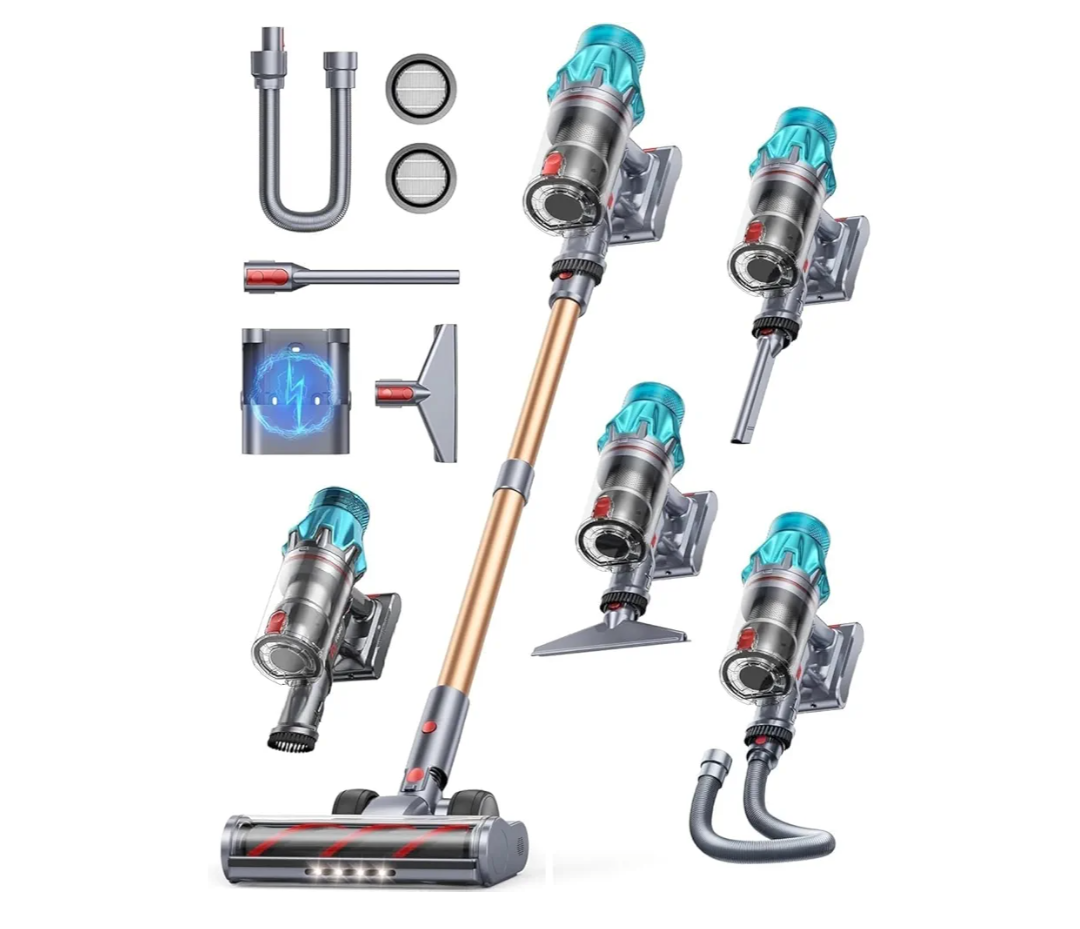 Cordless Vacuum Cleaner 650W/55Kpa, Stick Vacuum Cleaners 70 Mins Max Runtime with Charging Dock, Self-Standing Handheld Vacuum with Touch Display, 6-in-1 Vacuum Cleaner for Carpet/Hard Floor/Pet Hair