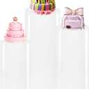 3PCS Cylinder Pedestal Stands for Parties, White Metal Round Cylinder Plinths Dessert Table Display Pillars for Birthday Wedding Bridal Baby Shower Party Decorations(Large)