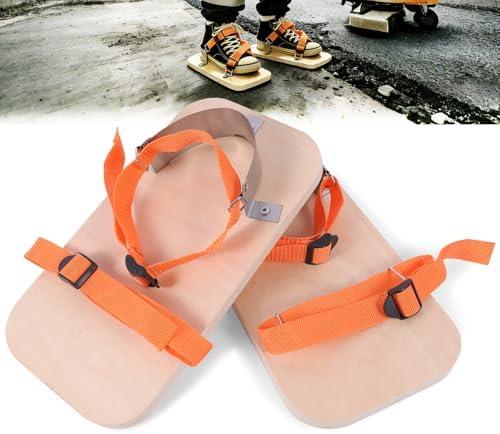 Asphalt Shoes - Asphalt Tamp Shoes,Wooden Soles,Adjustable Nylon Straps for Walking On Asphalt (Wooden), 13.98"W x 7"H