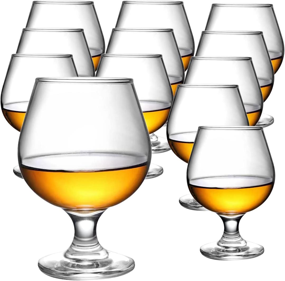 Brandy Wine Glasses Set of 12,Clear Glass Brandy Snifter 11 OZ, Short Stemmed Cognac Glasses Drinking and Tasting Glassware for Bourbon,Scotch,Spirit