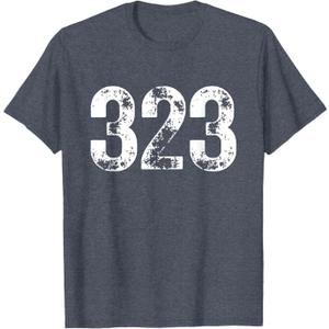 323 Area Code Los Angeles CA California Area Code 323 T-Shirt, Heather Blue