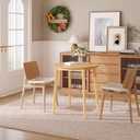 HOOBRO Bamboo Dining Table, Round Dining Table for 2, 27.5" Kitchen Table for Small Space, Writing Table, Easy to Assemble, for Dining Room, Living Room, Office, Kitchen, Apartment, Natural YL71CZ01G1, 27.5D x 27.5W x 29.5H