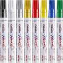 Overseas Paint Marker Pens - 8 Colors Oil Based Permanent Markers, Waterproof, Quick Dry, Medium Tip, Assorted Color Paint Pen for Metal, Wood, Fabric, Plastic, Rock Painting, Canvas, Glass, Art Craft
