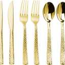 360PCS Gold Plastic Silverware, Heavy Duty Plastic Cutlery Set, Disposable Utensils, 120 Forks, 120 Spoons and 120 Knives for Party, Wedding and Events