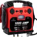 Car Battery Jump Starter with Air Compressor Portable Tire Inflator,260PSI 1000Amp Battery Booster Jumper Box(Up to 5L Gas or 5L Diesel) Power Station 12V DC Outlet USB Port,LED Light