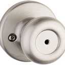 Kwikset Tylo Interior Privacy Door Knob with Lock, Door Handle For Bathroom and Bedroom, Satin Nickel Keyless Turn Lock Doorknob, with Microban Protection (1 Pack)