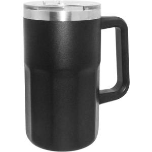 Oggi Insulated Beer Mug with Handle - Ideal Large Beer Stein, Insulated Beverage Glass, Beer Mugs, Beer Glasses, Mugs with Handles, Large Stein, Oktoberfest Mug - 27oz / 0.8lt (Black)