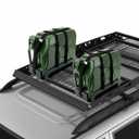 SPARKWHIZ Heavy-Duty Jerry Can Holder for Roof Rack 5 Gallon Gas Can Carrier Mount with Webbed Strap, Universal Single Jerry Can Bracket for Off-Road, Overlanding Fuel Storage