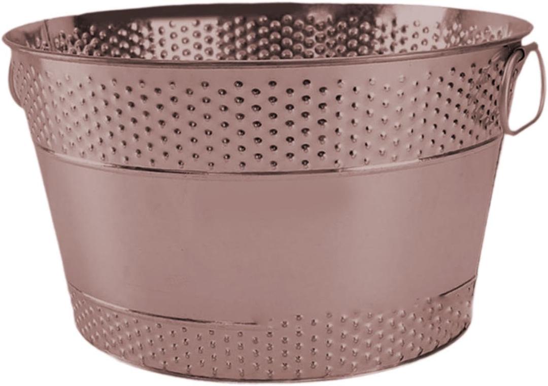 Ice Bucket Beverage Tub with Handle Portable Galvanized Iron Tub Drink Storage for Drinks Hotel Parties Wine Cooling Beer, Bronze