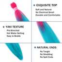 Pre Stretched Braiding Hair Extensions 26 Inch 6 Packs Long Braid Hair Yaki Texture Professional Prestretched Peach Pink to Lake Blue Braiding Hair For Women (Peach Pink/Lake Blue, 26 inch)