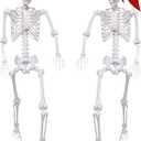 2 Pack 5.4Ft Halloween Skeletons Posable Skeletons Life Size Full Body Bones with Movable Joints for Halloween Decorations White