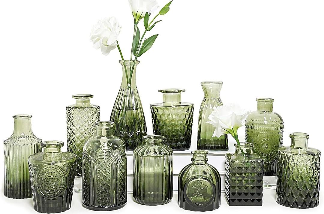 12pcs Glass Bud Vase Set, Small Green Flower Vases for Centerpieces in Bulk, Mini Vintage Vase for Wedding, Home,Table Decoration
Amazon's Choice