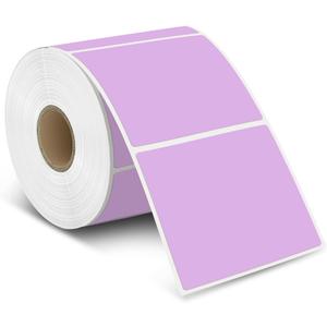 iEager Purple Square Thermal Label Stickers, 3" x 3" Self-Adhesive Square Direct Thermal Labels with Perforation Line, 500 Sheets/Roll