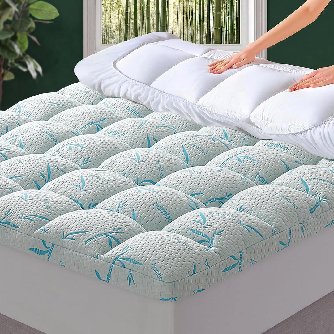 4 Inch Mattress Topper Memory Foam Cooling Bamboo King Size