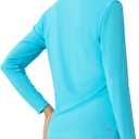 Women's Standard V-Neck UPF 50+ Long Sleeve Swim Rash Guard Shirt (Blue, XL)