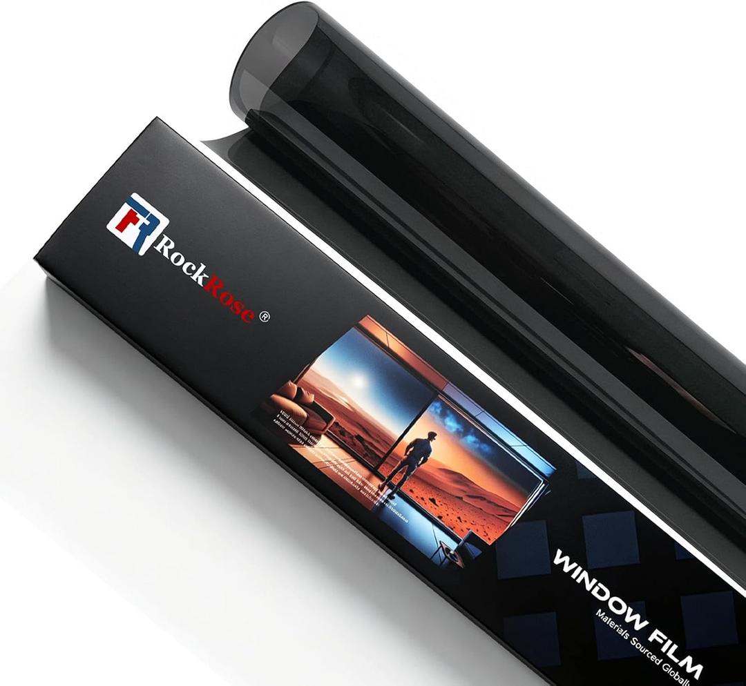 RockRose 20% Premium Carbon Car Window Tint Film 24 in x 100FT 2PLY Charcoal Privacy Film UV, Heat Blocking Tint for Car or Home Adhesive Film Easy Shrink, Plotter Friendly Pro Grade