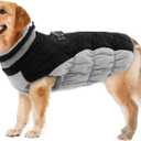 Lelepet Warm Winter Dog Coat - XX-Large, Waterproof, Windproof, Reflective, Fleece Vest with Turtleneck & Zipper - Coats for Large Dogs in Cold Weather, Black, 2XL (XX-Large, Black)
