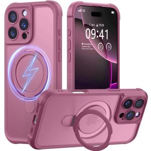 MOCCA Design for iPhone 16 Pro Case with Magnetic Invisible Stand [Full Camera Protection] [Compatible with Magsafe] Military Drop Shockproof Translucent Matte Phone Case Cover 6.3",Lavender Purple