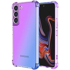 Vokuha for Galaxy S22 Case,Samsung S22 Case, Cute Clear Gradient Slim Shockproof Soft Flexible TPU Back Phone Protective Cover for Samsung Galaxy S22 5G (Purple/Blue)