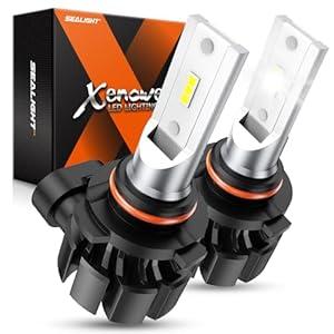 SEALIGHT 9006/HB4 LED Fog Light Bulbs, 600% High Bright 6500K Cool White Fog Lights, 50000HRS Lifespan Replacement 9006 Fog Light Bulbs Non-Polarity, Pack of 2