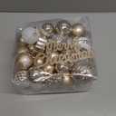 65Pcs Christmas Balls Ornaments Set - Champagne Shatterproof Xmas Tree Ball Decorations with Hanging Loop for Wreath Holiday Home Decor, 4 Sizes