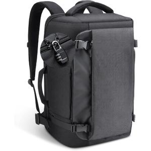 Travel Backpack 40L for Men and Women, TSA Friendly Flight Approved Carry On Luggage Fits 17.3 Inch Laptop, Water-Resistant Travel Essentials Daypack Business Weekender Bag (Black)