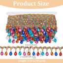 OLYCRAFT 10 Yard Sequins Ribbon with Colorful Rhinestone 1.6 Inch Width Beaded Tassel Fringe Trim Sequin Tassel Trim Gold Braid Fringe Lace Ribbon Rhinestone Braided Ribbons for Clothes DIY Home Decor