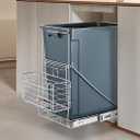 Stainless Steel Pull Out Trash Can with Removable Basket, Cabinet Trash Can Pull Out Kit, Adjustable Under Sink Slide Out Shelf Fits 7-11 Gallon Bins (Silver, Trash Can Not Included) 31 x 11 - Silver