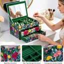 MAGRACE 3 Layer Jewelry Box Organizer with Mirror & Drawer Velvet Lined