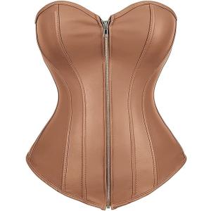 ICEGIA Women's Heavy Duty Corset Double Steel Boned Waist Trainer Corsets Underbust Body Shaper (Medium, Brown of S2803)