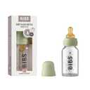 BIBS Baby Glass Bottle Complete Set 110 ml | BPA Free Natural Rubber | Made in Denmark | Sage